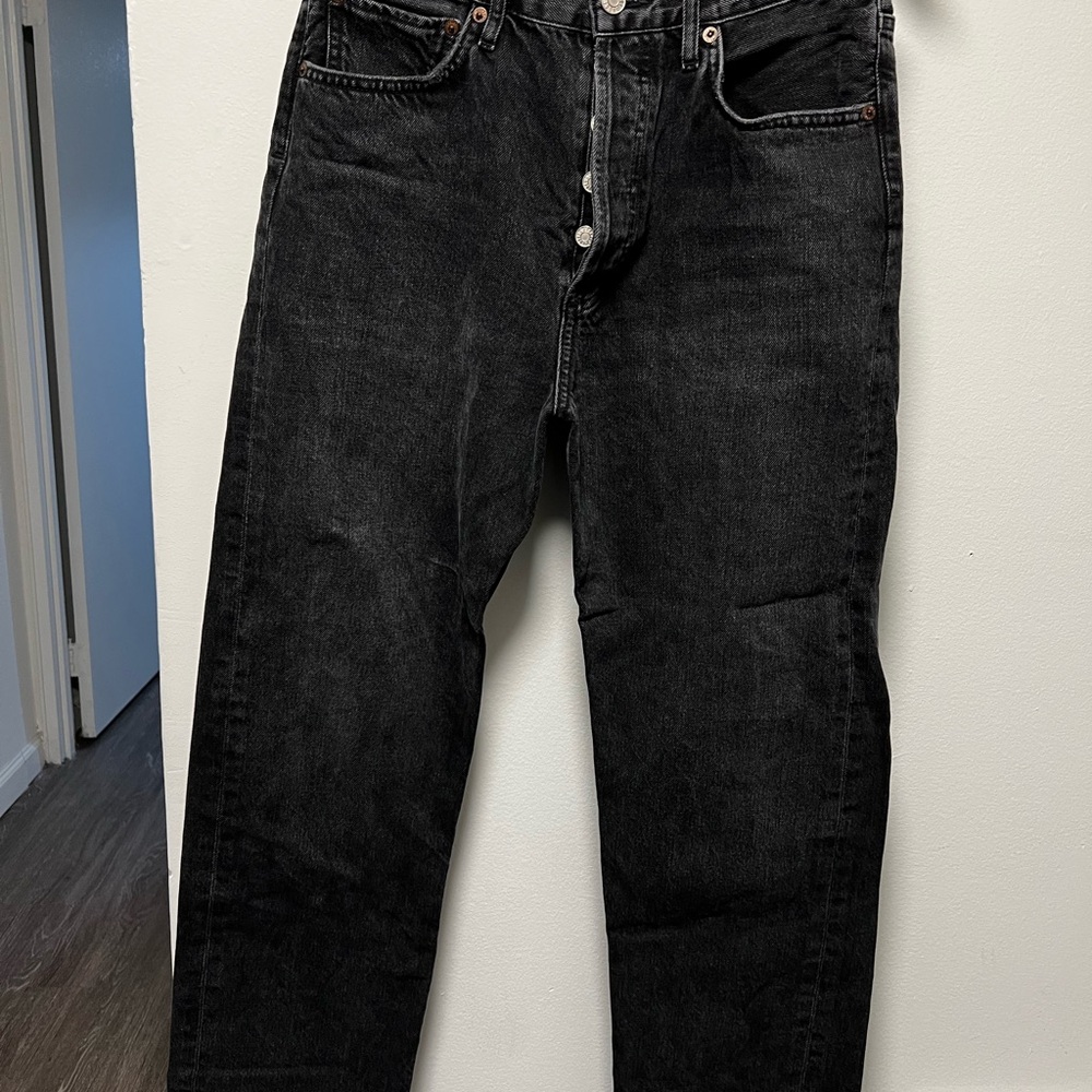 Agolde Black Straight Jeans High-Waisted